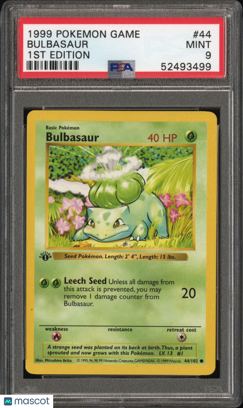 1999 Pokemon Game Bulbasaur 1st Edition PSA 9 #44