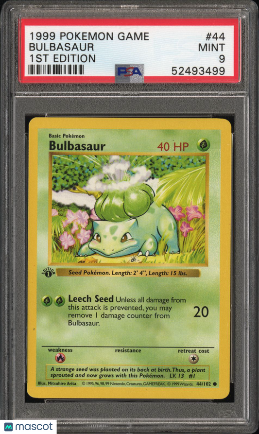 1999 Pokemon Game Bulbasaur 1st Edition PSA 9 #44
