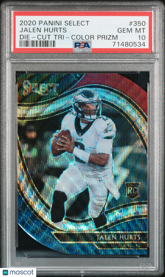 2020 Select Jalen Hurts Field Level Tri-Color Prizm Die-Cut PSA 10 RC