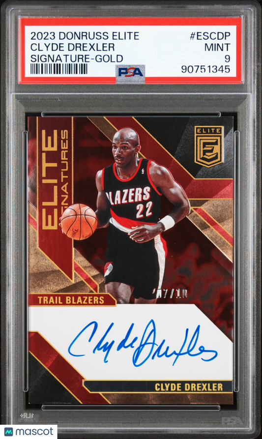 2023-24 Elite Clyde Drexler Gold Auto /10 PSA 9