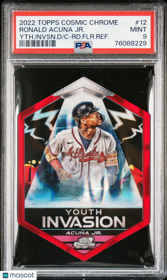 2022 Topps Chrome Cosmic Ronald Acuna Youth Invasion Red /5 PSA 9