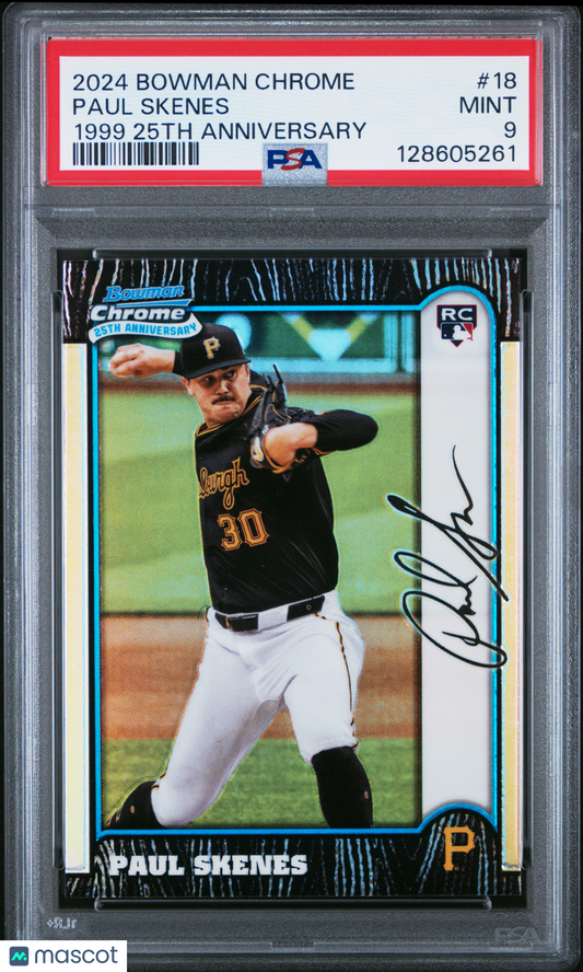2024 Bowman Chrome Paul Skenes #BC25-18 1999 25th Anniversary RC PSA 9