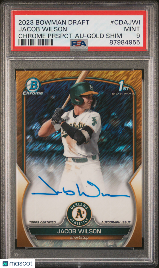 2023 Bowman Chrome Jacob WIlson Gold Shimmer Auto /50 PSA 9