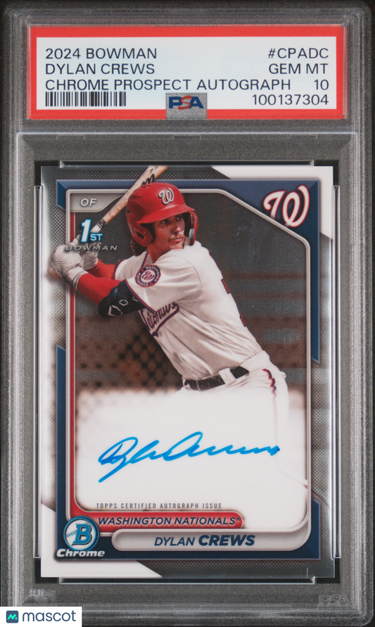 2024 Bowman Chrome Dylan Crews 1st Auto PSA 10