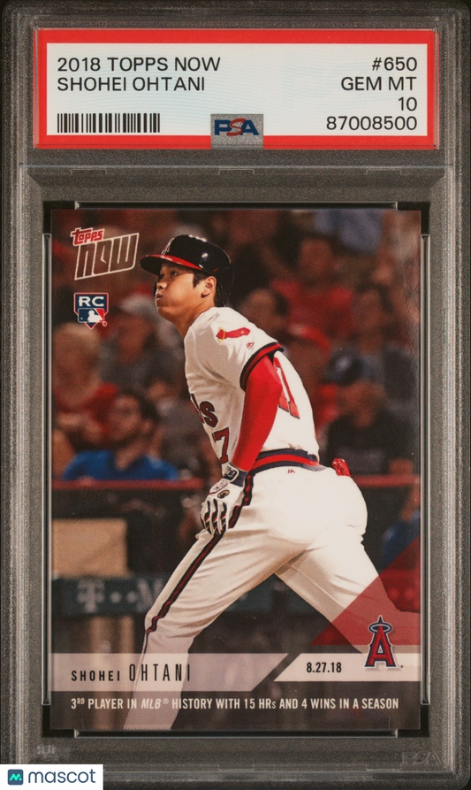 2018 Topps Now Shohei Ohtani Rookie #650 PSA 10