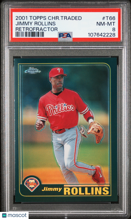 2001 Topps Chrome Traded Jimmy Rollins Retrofractor Rookie PSA 8