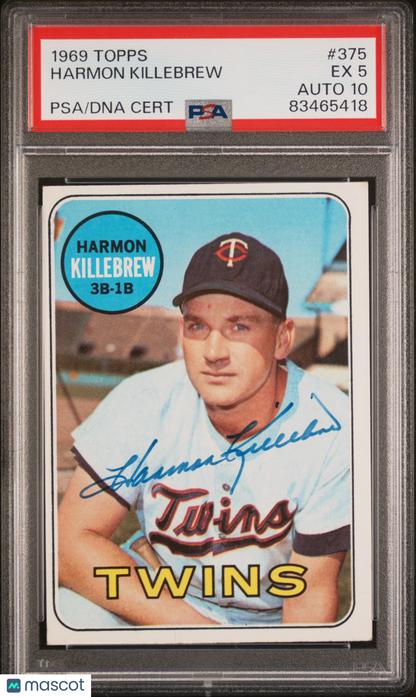 1969 Topps Harmon Killebrew Auto PSA 5 AUTO 10