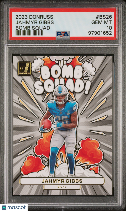 2023 Donruss Jahmyr Gibbs Bomb Squad Rookie PSA 10