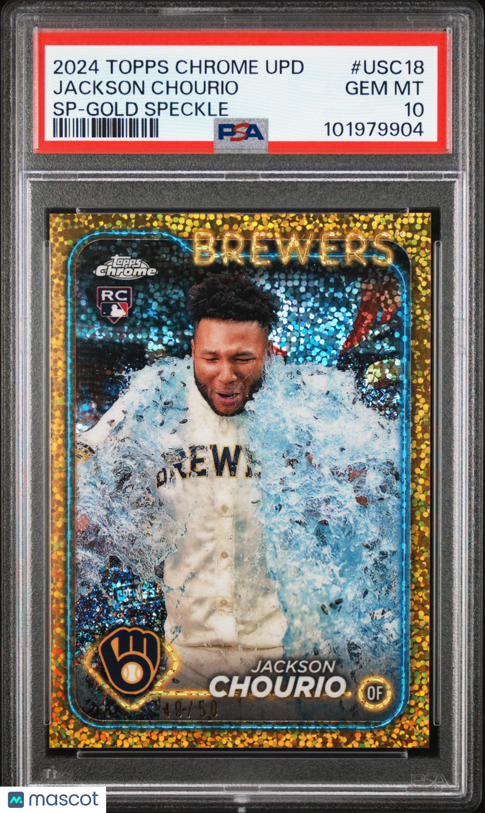 2024 Topps Chrome Update Jackson Chourio SP Gold Speckle /50 PSA 10