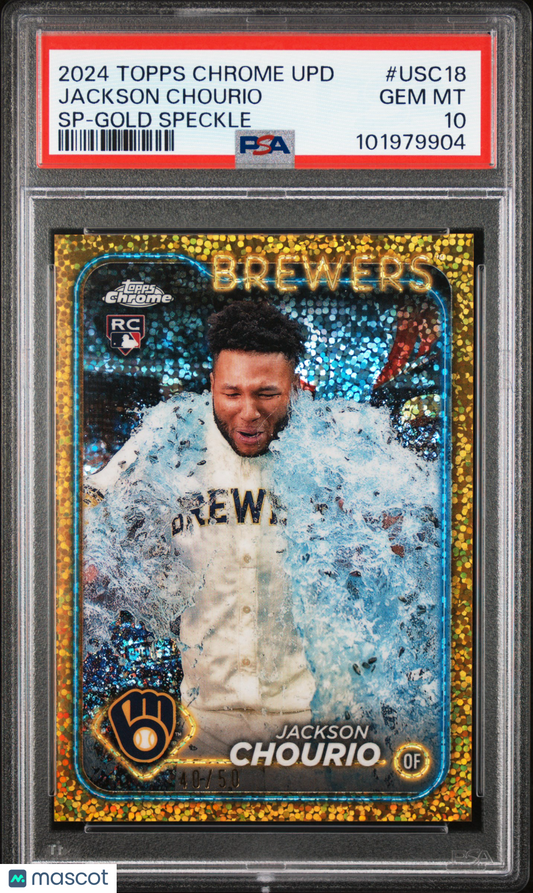 2024 Topps Chrome Update Jackson Chourio SP Gold Speckle /50 PSA 10