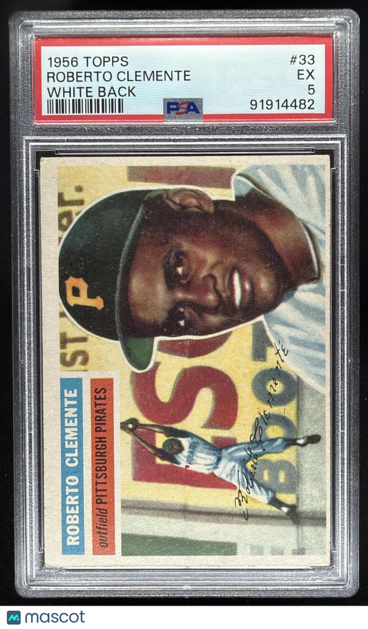 1956 Topps Roberto Clemente #33 White Back PSA 5