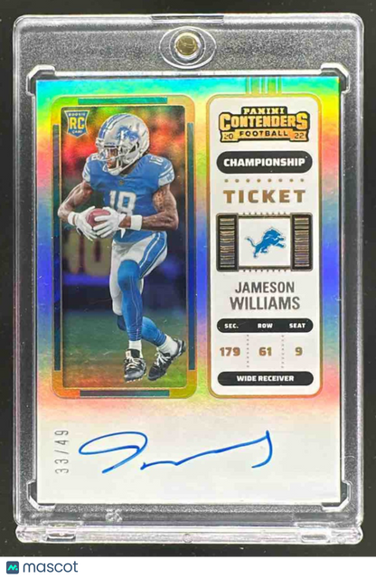 2022 Panini Contenders Jameson Williams #124 Championship Ticket /49 RC Auto