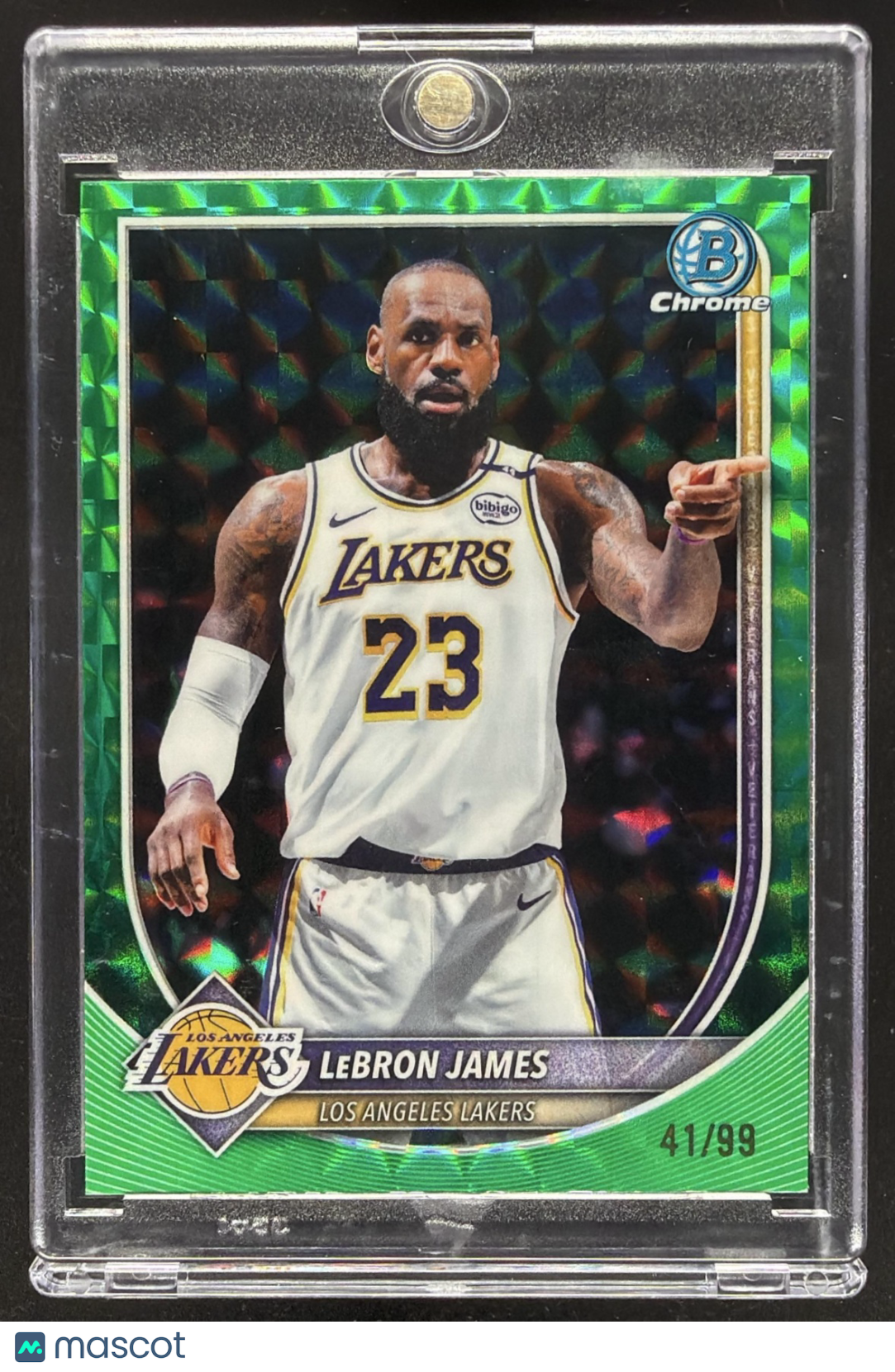 2025-26 Bowman LeBron James #BCV-121 Chrome Green Geometric Refractor 41/99