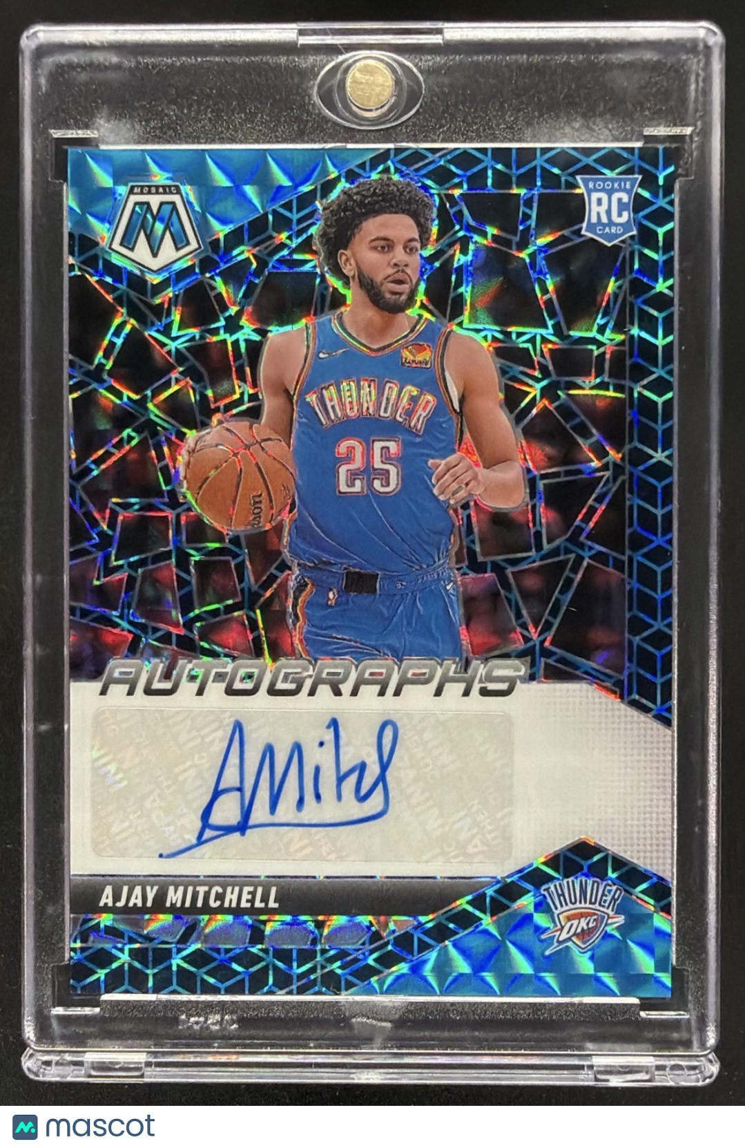 2024-25 Panini Mosaic Ajay Mitchell #RAM-AJY Mosaic Rookie Auto White 11/25 RC