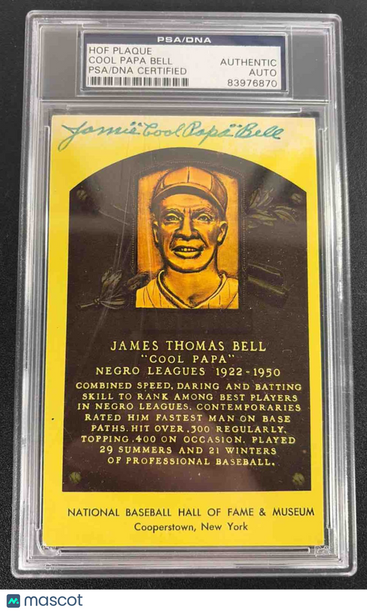 HOF Yellow Plaque Cool Papa Bell Auto PSA/DNA Authentic