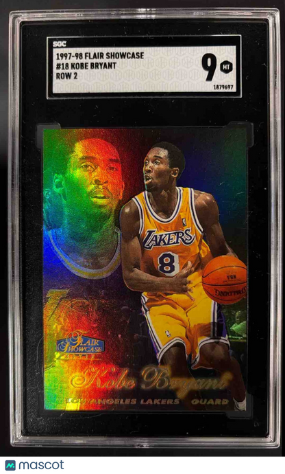 1997-98 Fleer Flair Showcase Kobe Bryant #2 Row 3 Lakers SGC 9