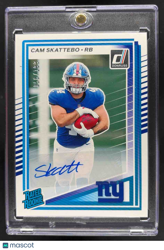 2025 Panini Donruss Cam Skattebo #302 Rated Rookie Auto 56/199 RC