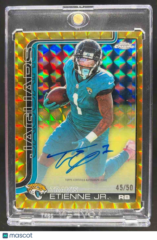 2025 Topps Chrome Travis Etienne Jr. #BA-TE Auto Gold Geometric Refractor 45/50