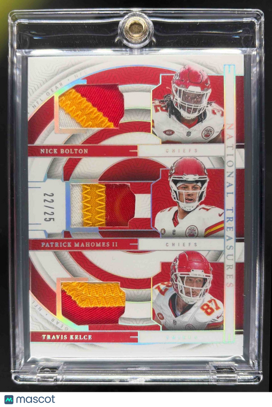 2024 Panini National Treasures Bolton Mahomes Kelce Triple Patch /25