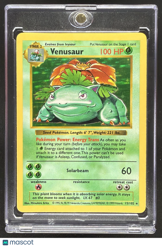 1999 Pokemon Shadowless Venusaur #15/102 Set Holo