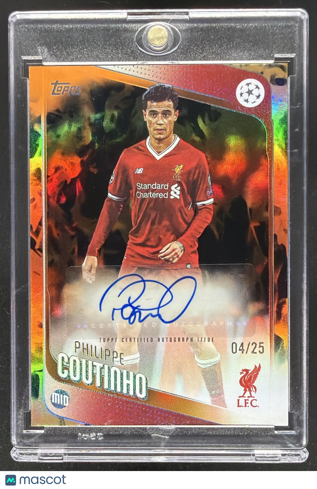 2025 Topps UEFA CC Philippe Coutinho #BA-PC Auto Orange /25