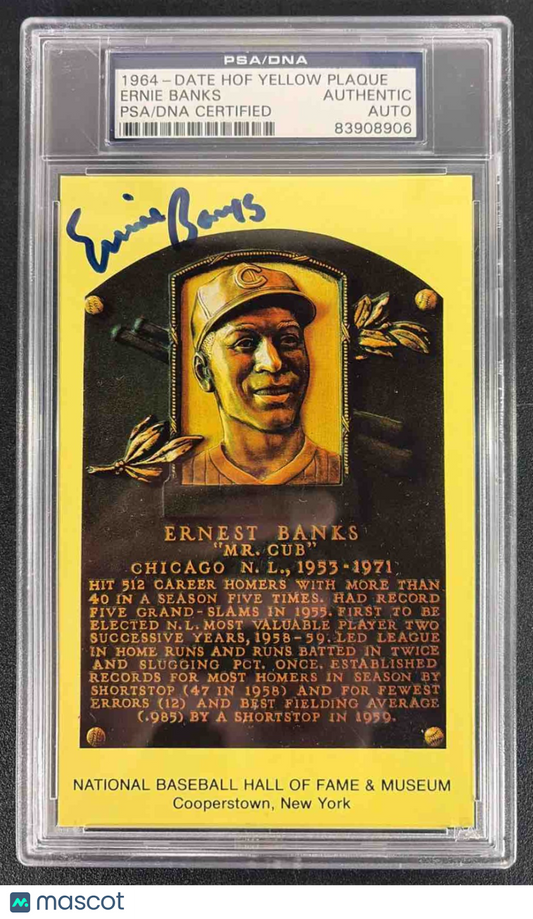 1964 Date HOF Yellow Plaque Ernie Banks Auto PSA/DNA Authentic