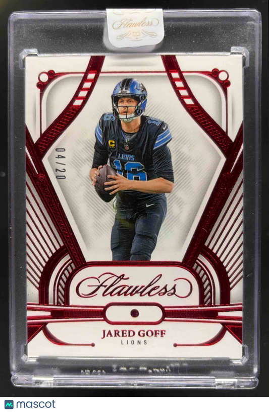 2025 Panini Prizm Jared Goff #10 Choice Red 4/20 Lions