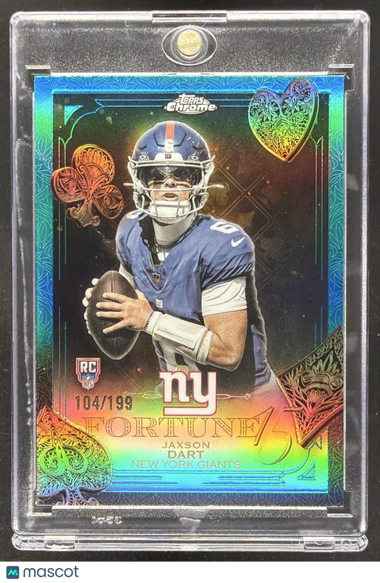 2025 Topps Chrome Jaxson Dart #F15-23 Fortune 15 Aqua Refractor 104/199 RC