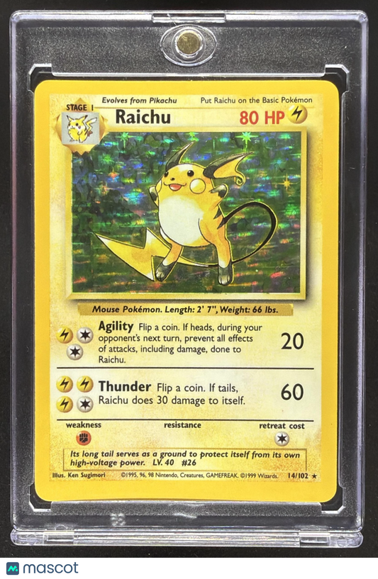 1999 Pokemon Raichu #14/102 Set Holo
