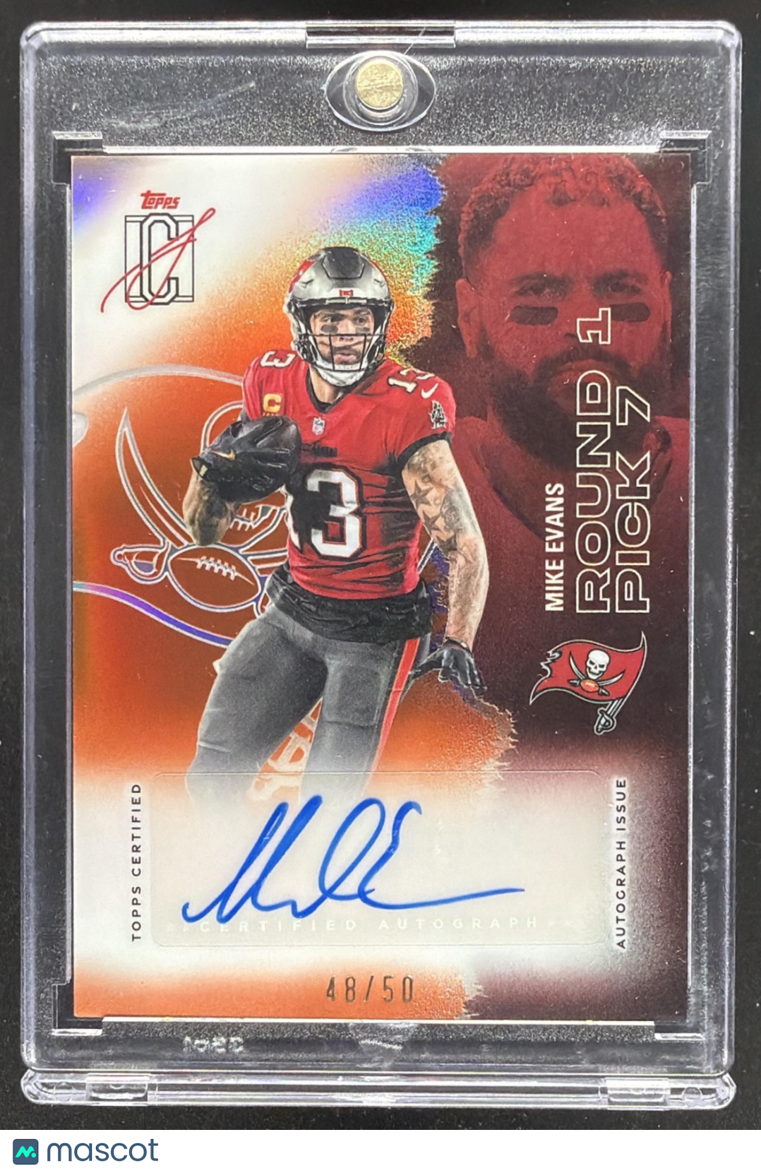 2025 Topps Signature Class Mike Evans #51 Chrome Auto Orange Lava Refractor /50