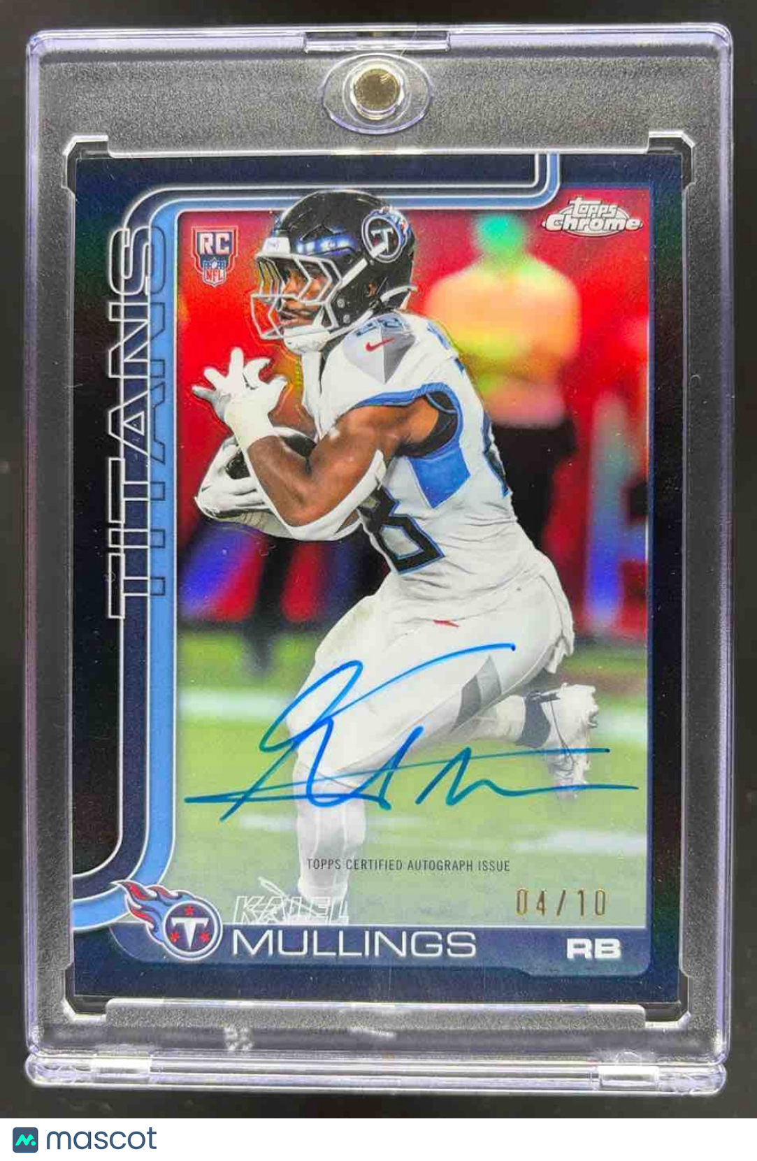 2025 Topps Chrome Kalel Mullings #RA-KMU Rookie Auto Black Refractor /10 RC