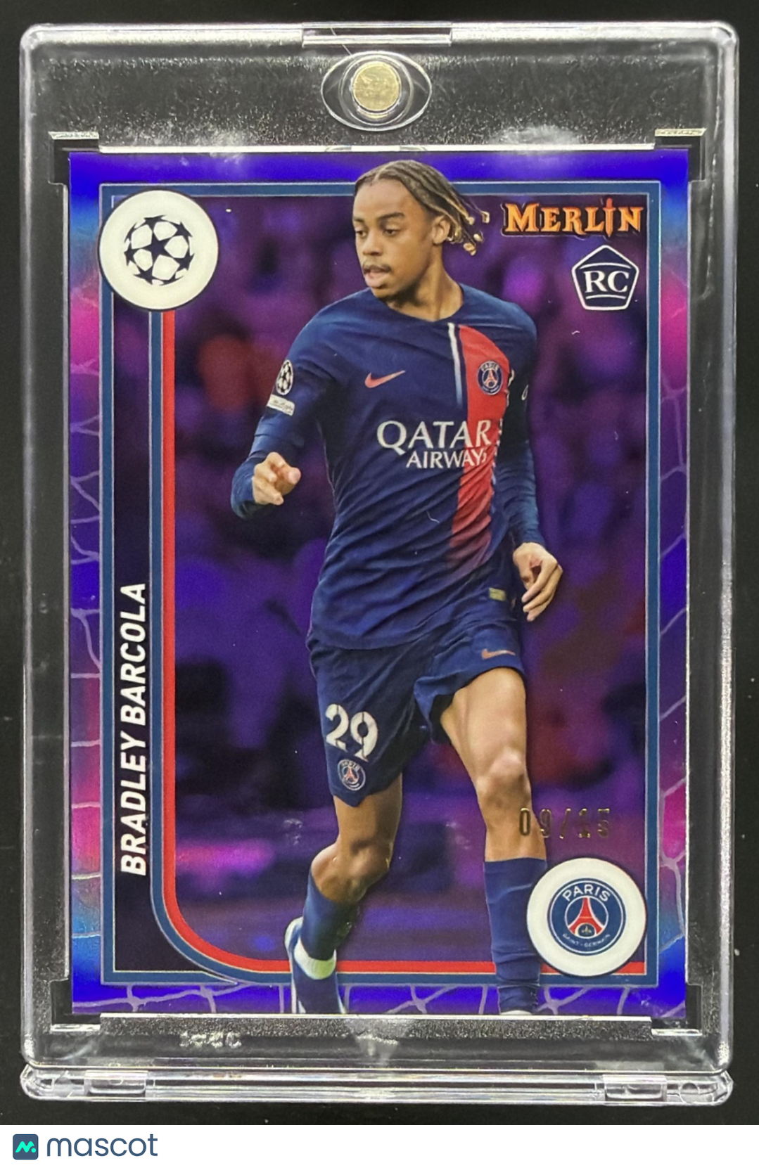 2023 Topps Chrome Merlin UEFA Club Competitions Bradley Barcola #96 Refractor RC