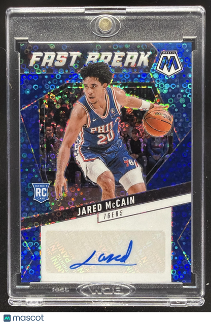 2024-25 Panini Mosaic Jared McCain #AFB-JAR Fast Break Auto Blue 19/25 RC