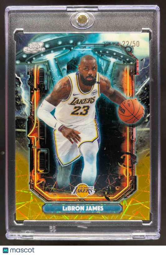2025 Topps Cosmic Chrome LeBron James #ET-8 Extraterrestrial Talent Gold Interstellar Refractor /50