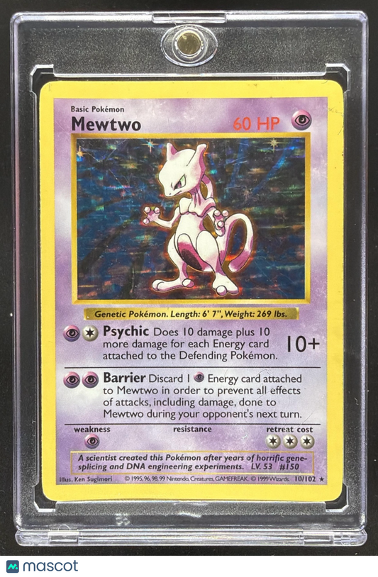 1999 Pokemon Shadowless Mewtwo #10/102 Set Holo