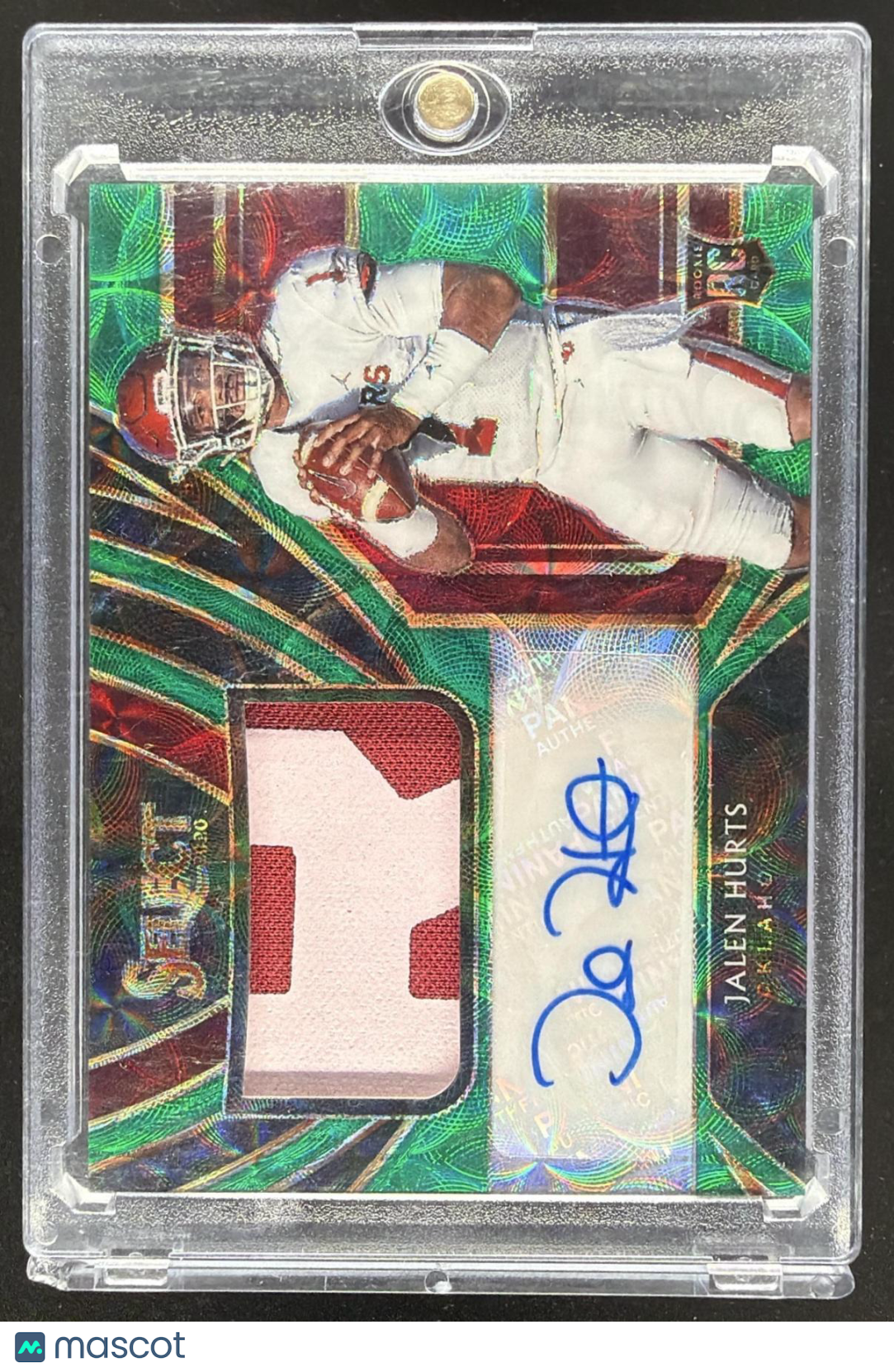 2020 Panini Select Draft Picks Jalen Hurts #17 Patch Auto Green /25 RC