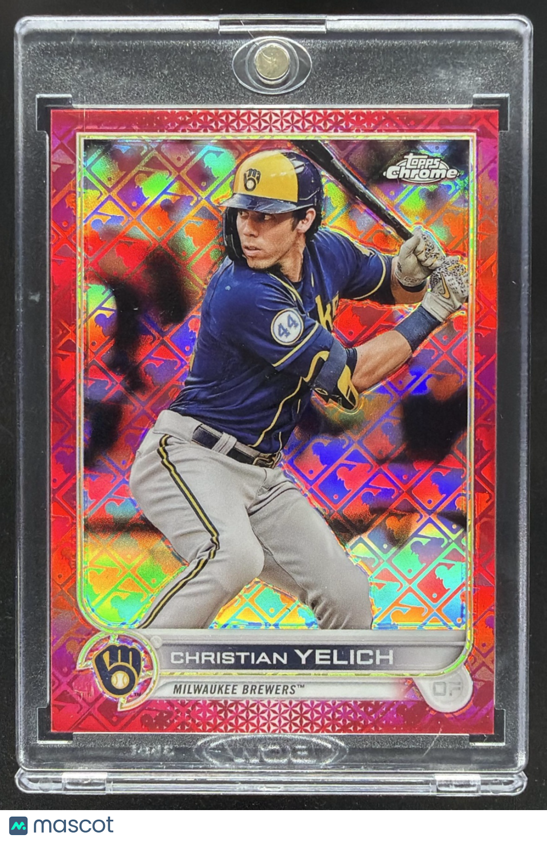 2022 Topps Chrome Logofractor Christian Yelich Red /5 #106