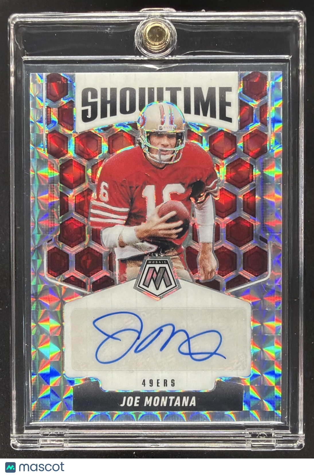 2025 Panini Mosaic Joe Montana #SOS-JOE Showtime Signatures Prizm Auto