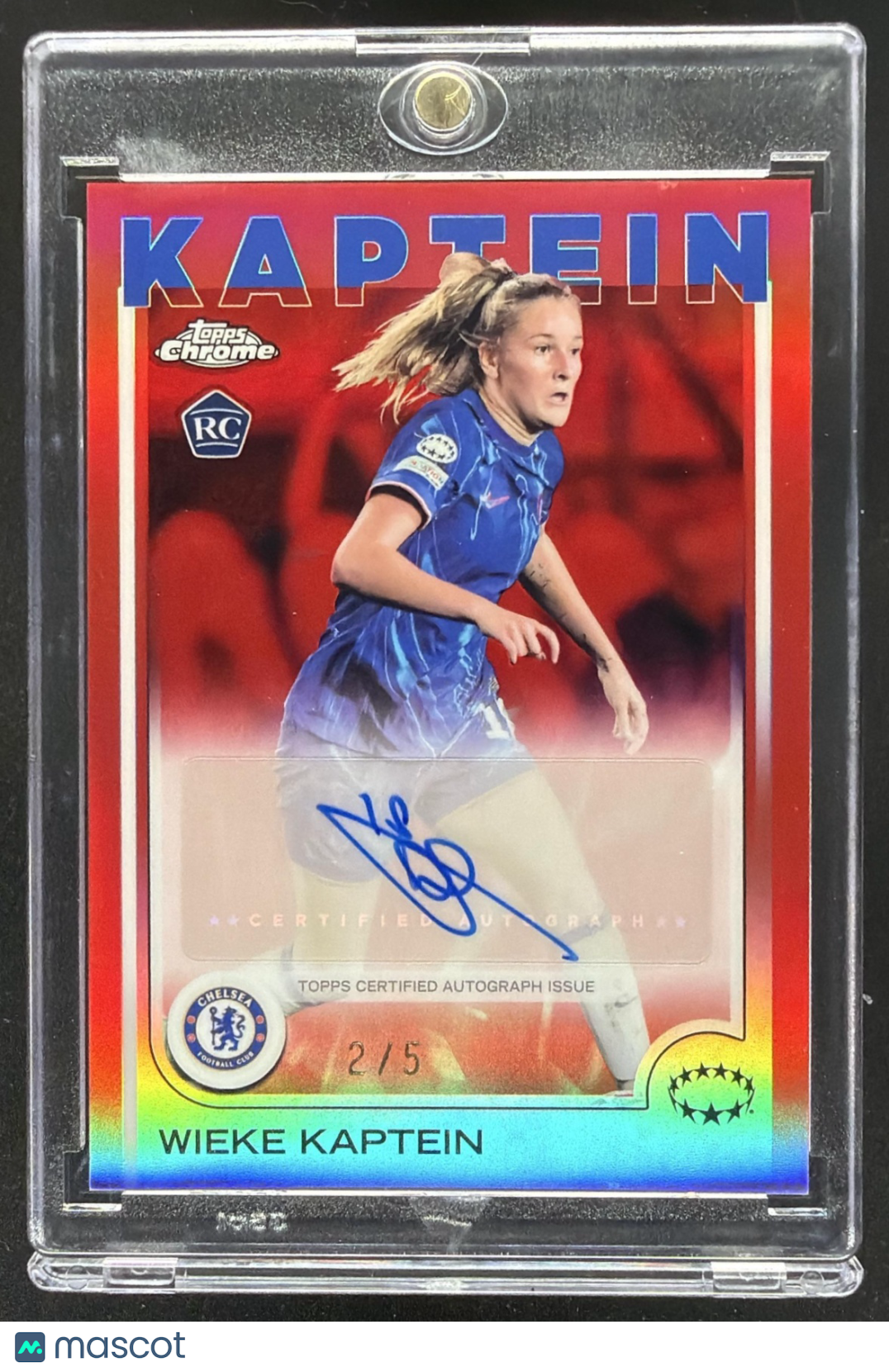 2024 Topps UEFA Women's Champions Chrome Wieke Kaptein #AV-WK RC Auto Red /5