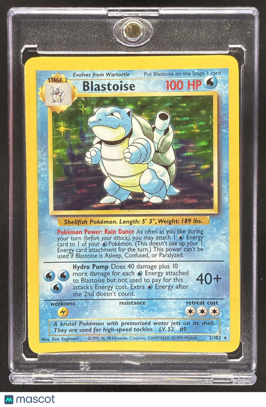 1999 Pokemon Shadowless Blastoise #2/102 Set Holo