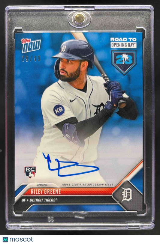 2023 Topps Now Riley Greene #242 Blue 29/49 RC Auto