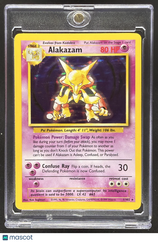 1999 Pokemon Shadowless Alakazam #1/102 Set Holo