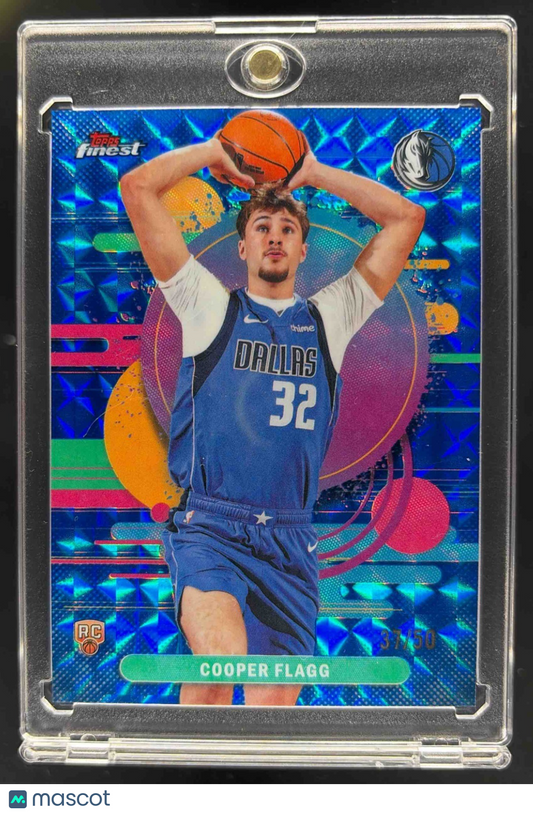 2025 Topps Finest Cooper Flagg #101 Uncommon Blue Geometric Refractor /50 RC