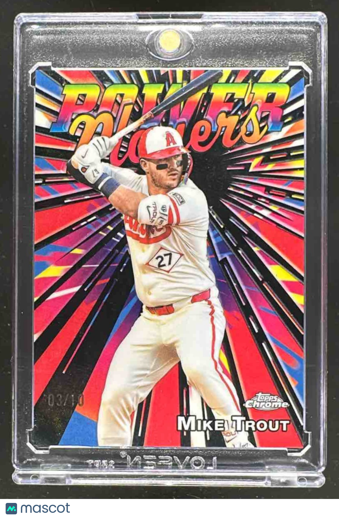 2025 Topps Chrome Update Mike Trout #PP-34 Power Players Black Refractor 3/10