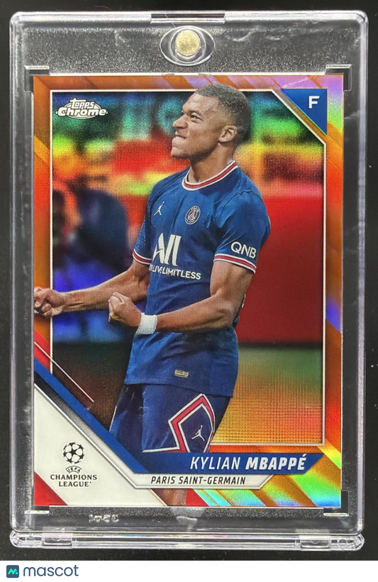 2021 Topps Chrome UEFA Champions League Kylian Mbappe #1 Orange Refractor /25