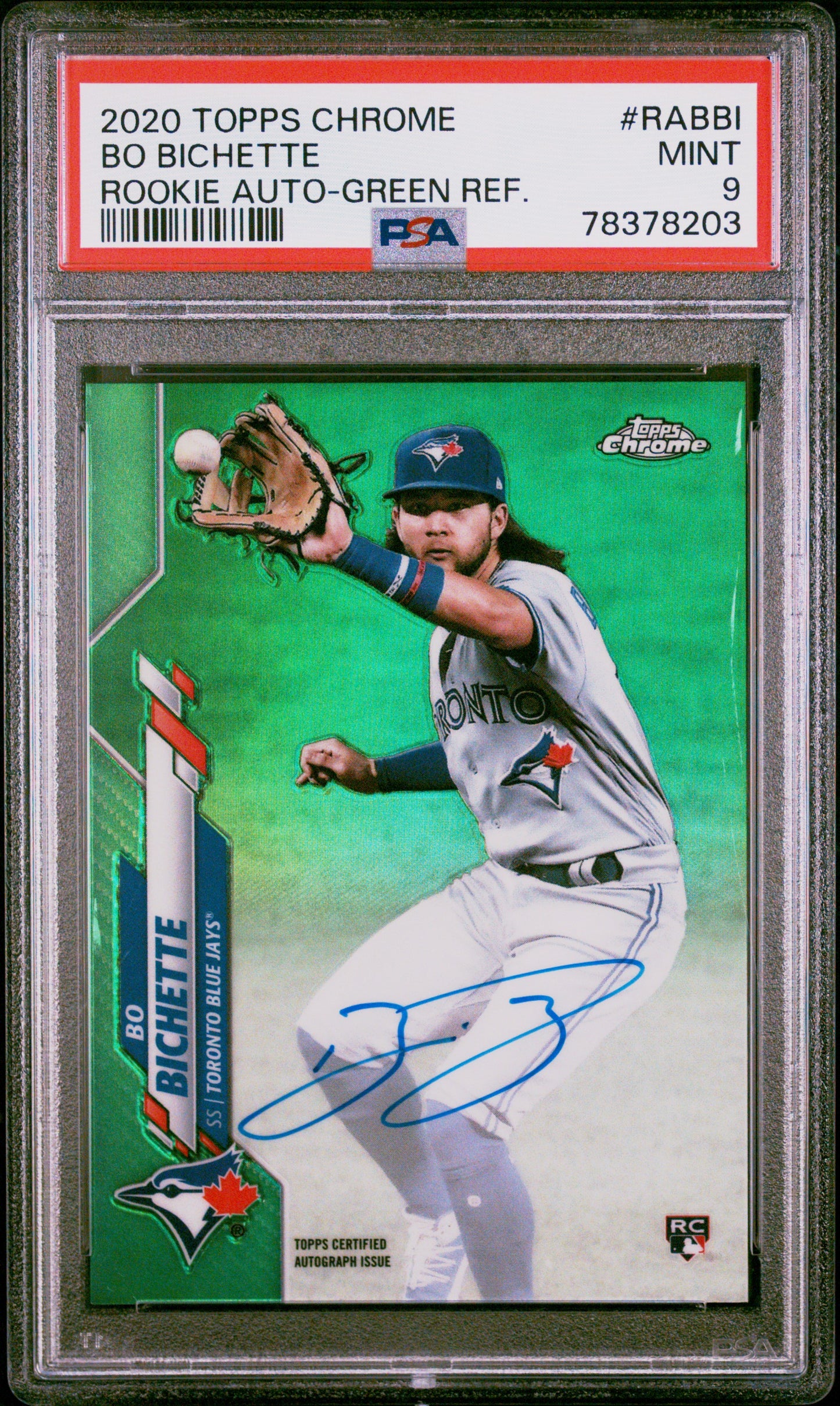 2020 Topps Chrome Bo Bichette Green Refractor Auto 41/99 PSA 9 RC