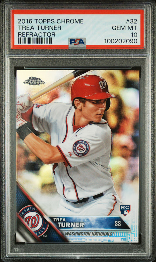2016 Topps Chrome Trea Turner Refractor PSA 10 RC