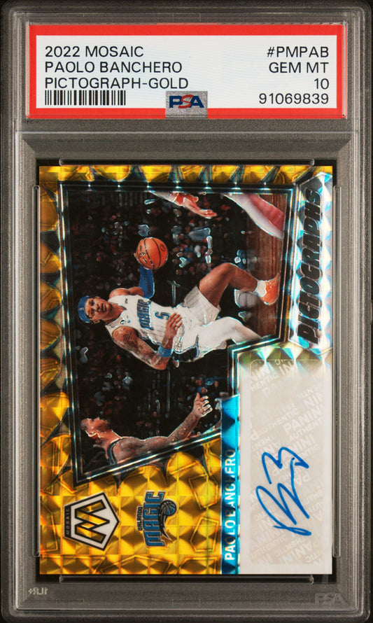 2022 Mosaic Paolo Banchero Pictograph Gold Auto #PMPAB /10 PSA 10 RC