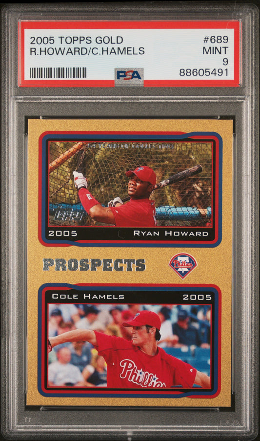 2005 Topps Gold Ryan Howard Cole Hamels Gold 0816/2005 PSA 9