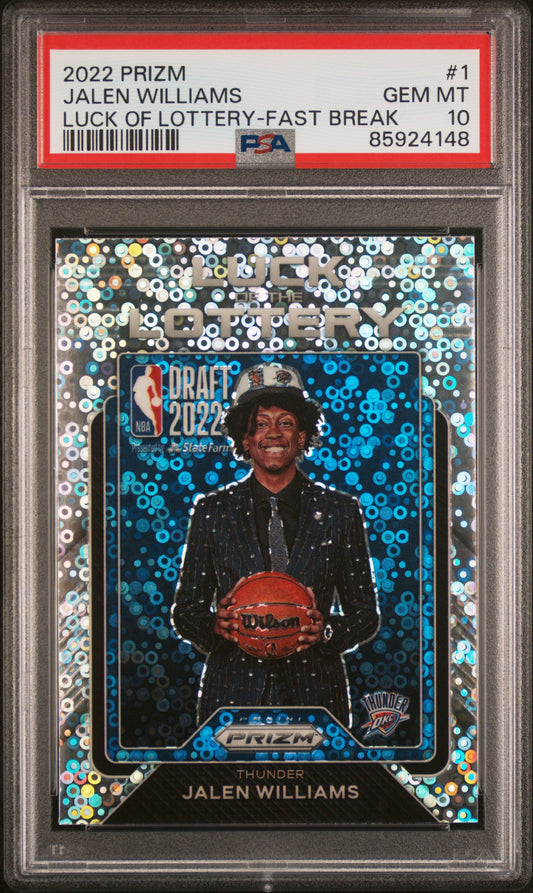 2022 Prizm Jalen Williams Luck of the Lottery Fast Break PSA 10 RC